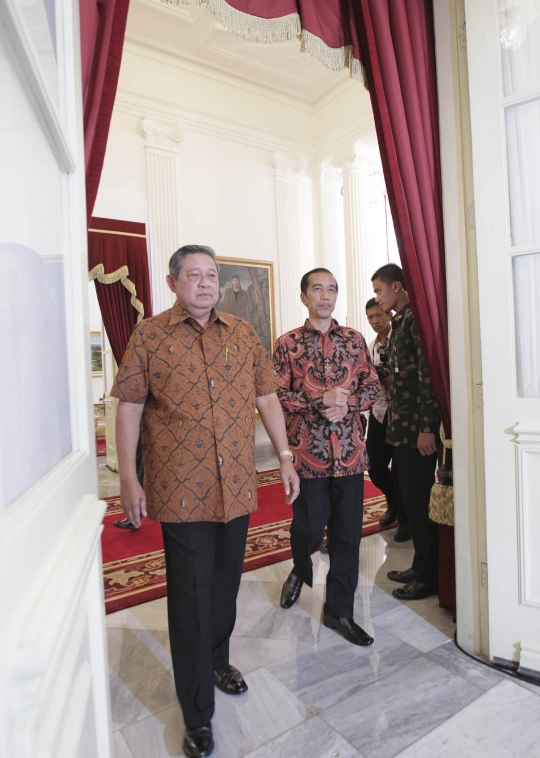 SBY dan Jokowi ikut geladi bersih upacara pisah sambut di Istana