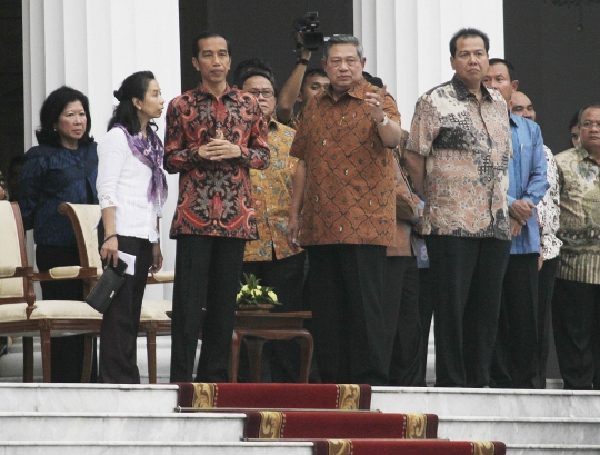 SBY dan Jokowi ikut geladi bersih upacara pisah sambut di Istana