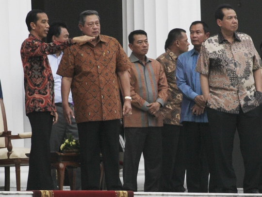 SBY dan Jokowi ikut geladi bersih upacara pisah sambut di Istana