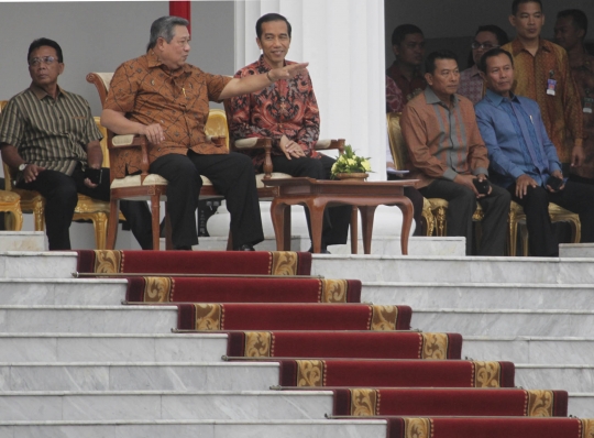 SBY dan Jokowi ikut geladi bersih upacara pisah sambut di Istana