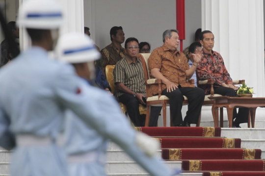 SBY dan Jokowi ikut geladi bersih upacara pisah sambut di Istana