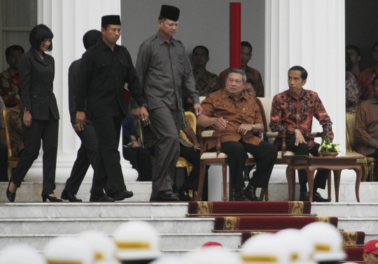 SBY dan Jokowi ikut geladi bersih upacara pisah sambut di Istana