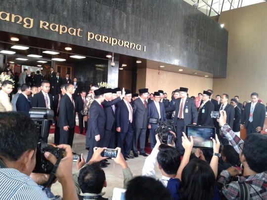 Prabowo bersama jajaran petinggi KMP hadiri pelantikan Jokowi-JK
