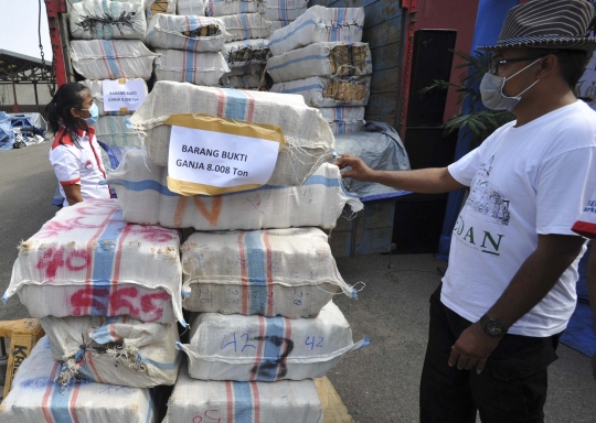 Petugas BNN musnahkan 8 ton ganja di Bandara Soekarno-Hatta