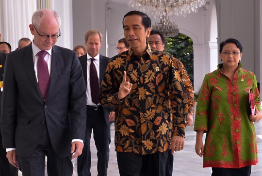 Jokowi terima kunjungan Presiden Dewan Uni Eropa di Istana