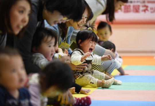 Tingkah lucu bayi imut di Jepang ikut balapan merangkak