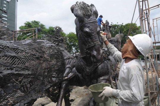 Patung kuda Arjuna Wijaya di Medan Merdeka dipercantik