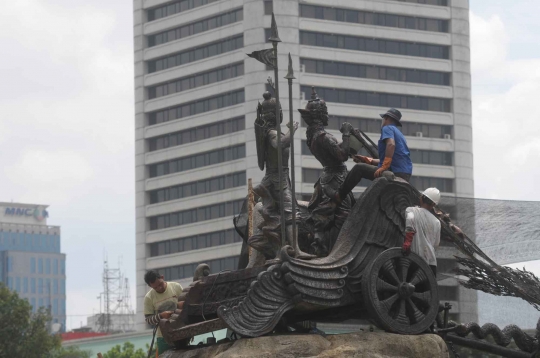 Patung kuda Arjuna Wijaya di Medan Merdeka dipercantik