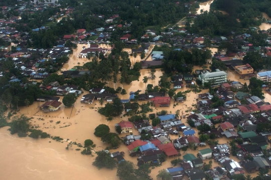 Pandangan udara banjir Malaysia, Kota Bharu jadi lautan