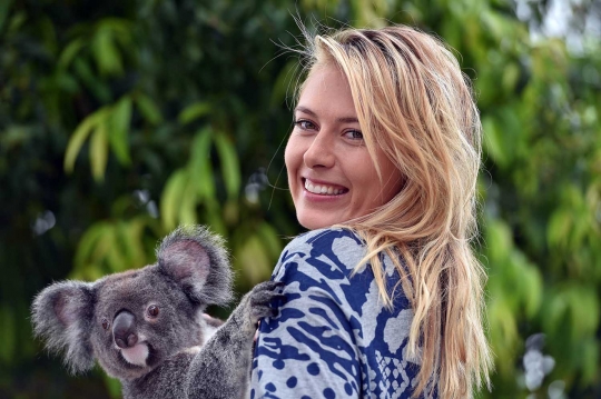 Gaya si cantik Maria Sharapova main bersama koala di Brisbane