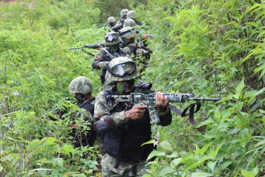 Aksi pasukan Yonif 330 Kostrad bertempur terobos hutan