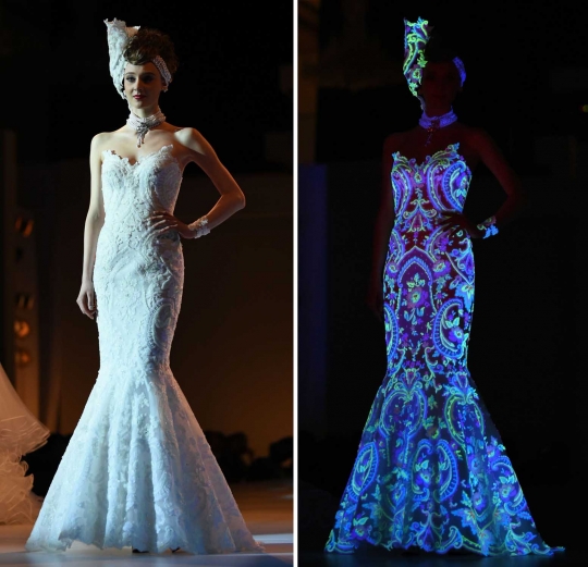 Gemerlap gaun pengantin bercahaya koleksi desainer Jepang