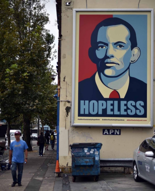 Tidak puas, warga Australia bikin poster Tony Abbott 'Hopeless'