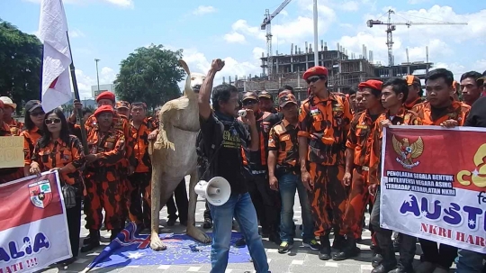 Kecam Australia, Pemuda Pancasila Purwokerto bakar kanguru