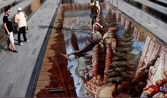 Keren, seniman 'sulap' jalanan dan trotoar di Dubai jadi lukisan 3D
