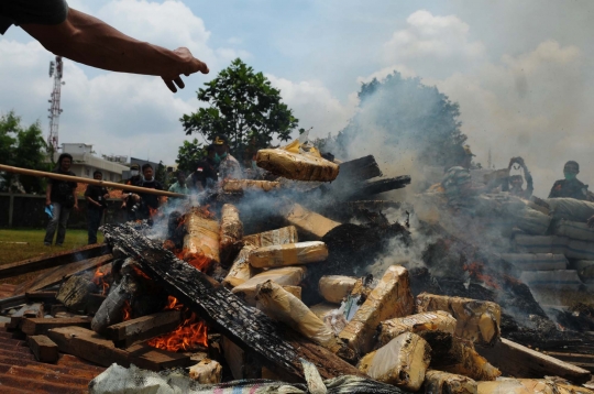 Polres Jakbar musnahkan 3,3 ton ganja dan ribuan ekstasi