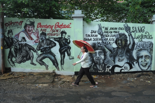 Goresan mural antikorupsi karya tukang ojek di Depok