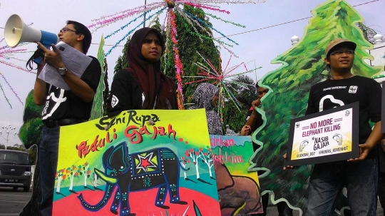 Aksi aktivis Earth Hour ajak warga Aceh selamatkan gajah Sumatera