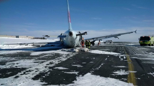 Begini kondisi parah Air Canada usai mendarat di tengah cuaca buruk