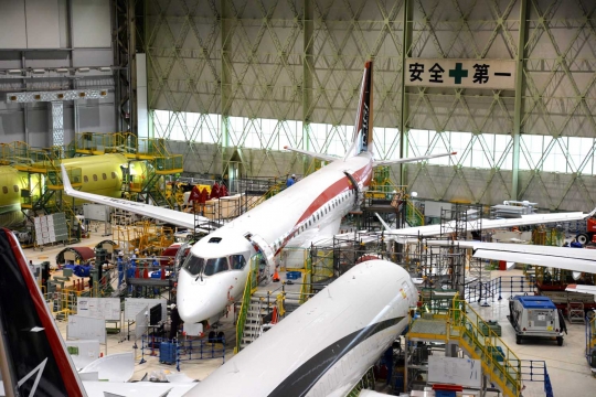 Mengintip perakitan pesawat Mitsubishi Regional Jet buatan Jepang
