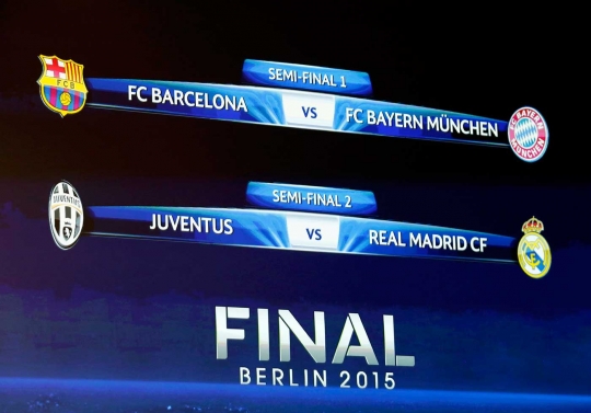 Ini hasil drawing semifinal Liga Champions 2014-2015
