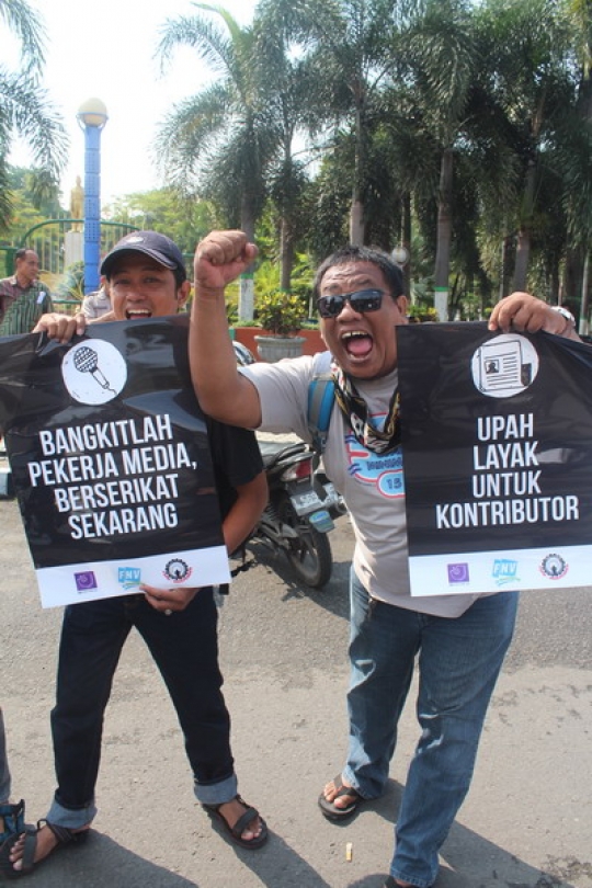 Aksi damai May Day, AJI Kediri tuntut hak kesejahteraan jurnalis