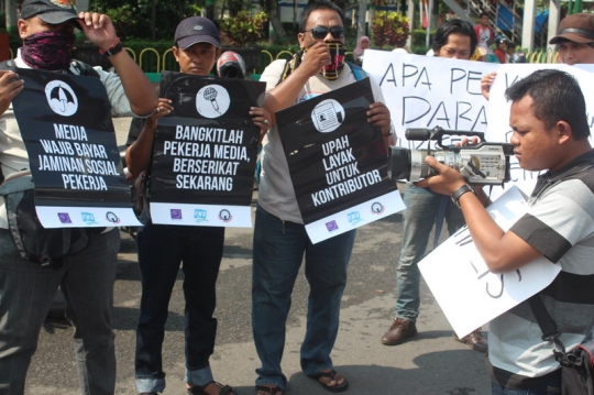 Aksi damai May Day, AJI Kediri tuntut hak kesejahteraan jurnalis