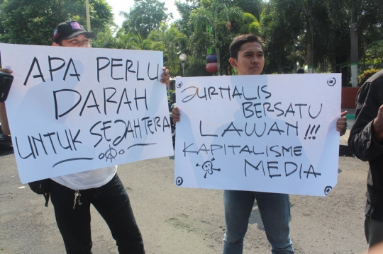 Aksi damai May Day, AJI Kediri tuntut hak kesejahteraan jurnalis