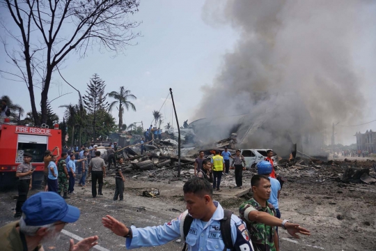 Ini penampakan Hercules A-1310 saat jatuh di Medan