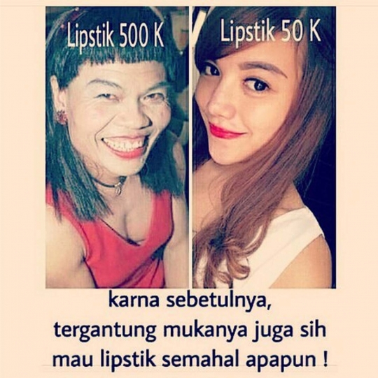 Meme lipstik 500k vs 50k ini bikin ngakak terguling-guling