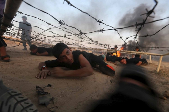 Aksi heroik pemuda Palestina latihan militer bersama Hamas