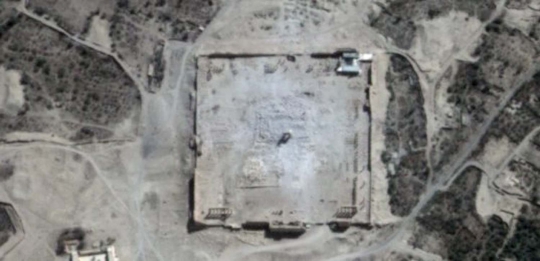 Pandangan udara Kuil Palmyra hancur oleh ISIS