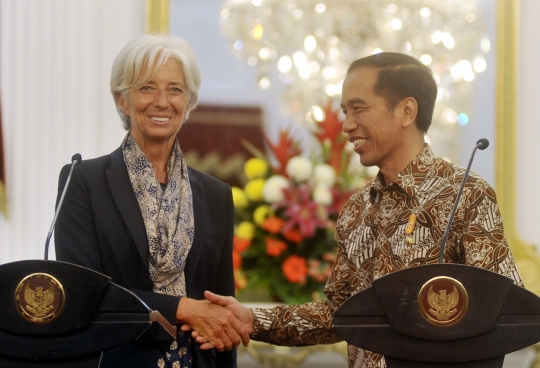 Keakraban Jokowi dan petinggi IMF saat bertemu di Istana