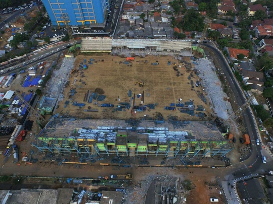 Begini penampakan udara pembongkaran Stadion Lebak Bulus untuk MRT