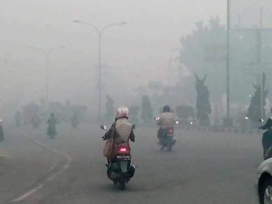 Beginilah kondisi parah kabut asap yang menyelimuti Riau