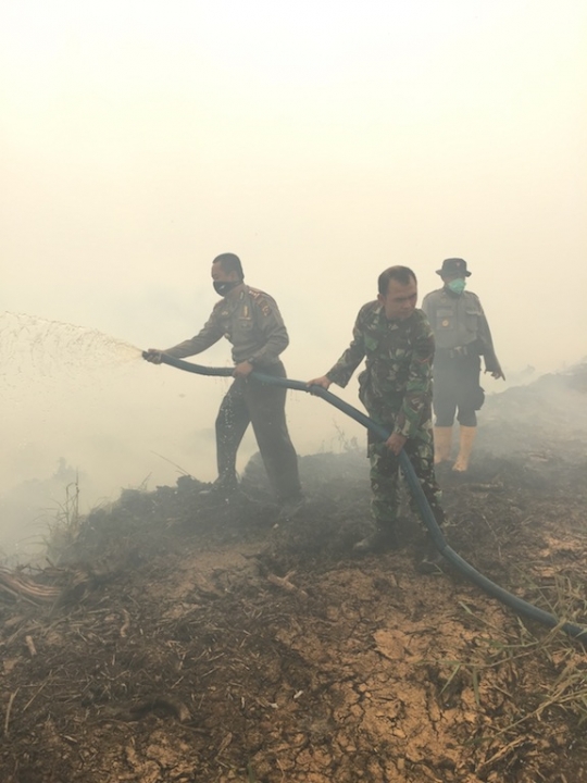 Melihat proses pemadaman kebakaran hutan di Pelalawan, Riau