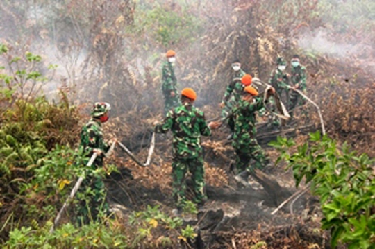 Aksi Paskhas atasi kabut asap di Pekanbaru