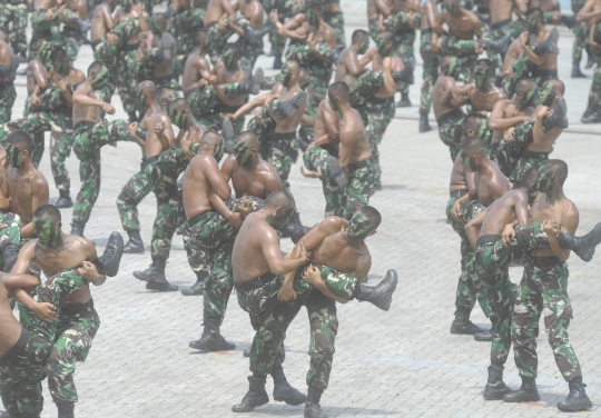 Aksi kolosal senam bela diri prajurit TNI AD