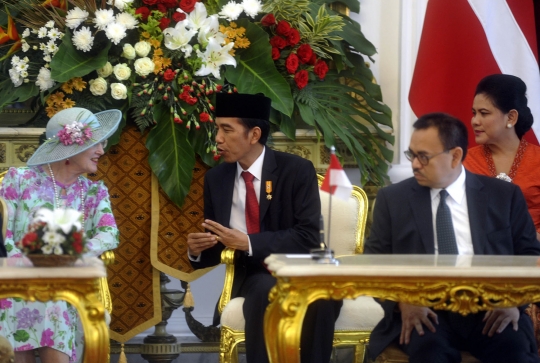 Keakraban Jokowi dan Ratu Denmark saat bertemu di Istana