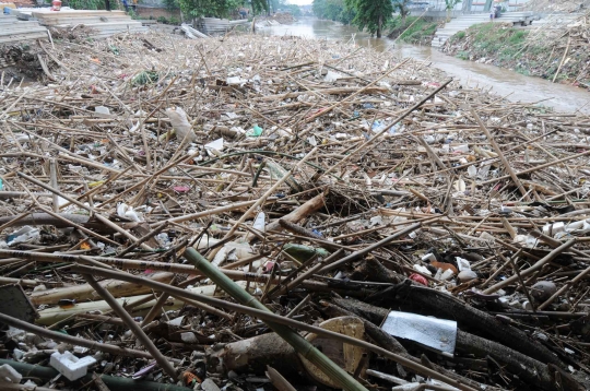 Begini kondisi sungai di Jakarta dipenuhi sampah kiriman Bogor