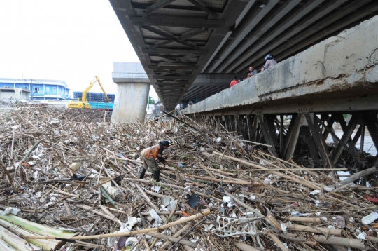 Begini kondisi sungai di Jakarta dipenuhi sampah kiriman Bogor