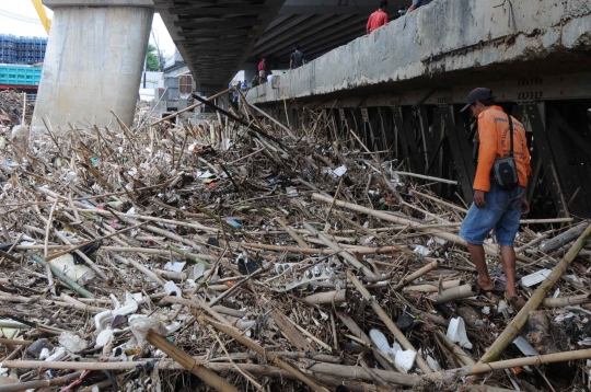 Begini kondisi sungai di Jakarta dipenuhi sampah kiriman Bogor