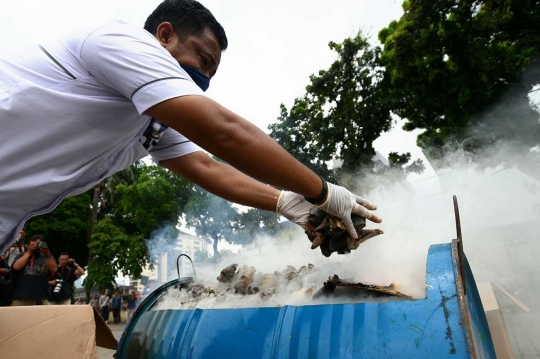 Pemusnahan barang bukti organ satwa dilindungi di Mabes Polri