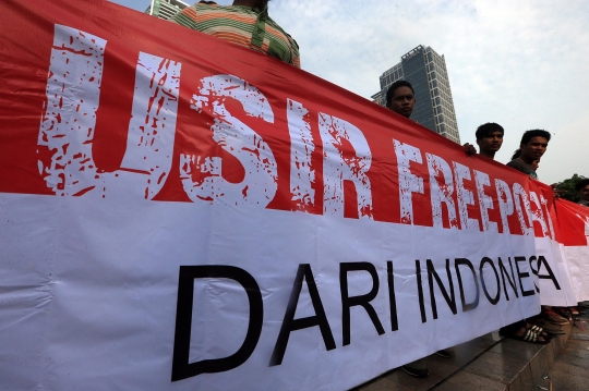 Massa HMI gelar demo usir Freeport di Bundaran HI