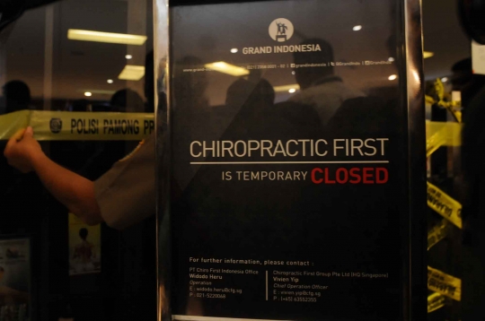Terkait kasus malapraktik, klinik Chiropractic First di GI disegel