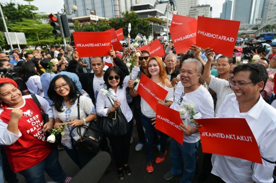 Warga Jakarta gelar aksi solidaritas tak takut terorisme