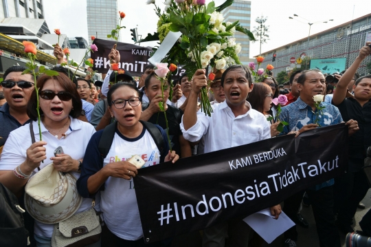 Warga Jakarta gelar aksi solidaritas tak takut terorisme