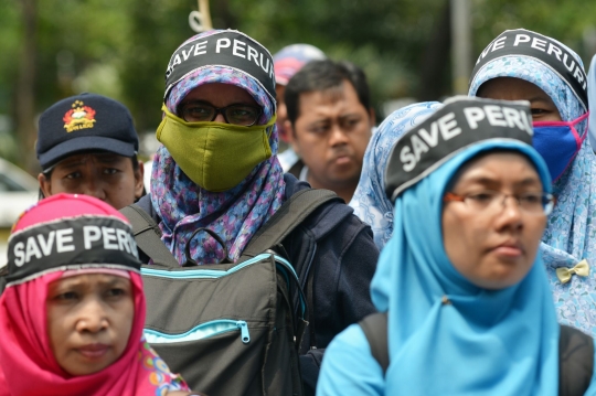 Di-PHK, karyawan Perum Peruri geruduk Kantor Kementerian BUMN