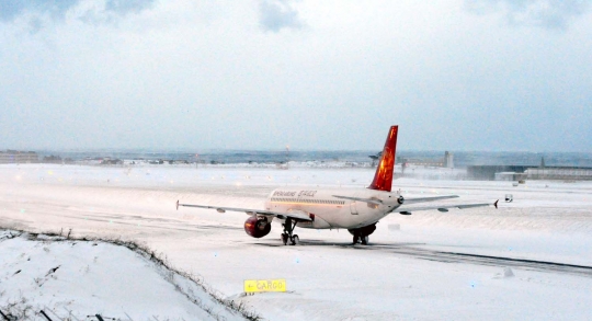 Dahsyatnya salju tebal lumpuhkan Bandara Internasional Jeju