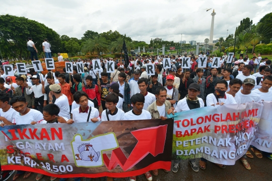 Harga ayam anjlok, ribuan peternak demo di depan Istana